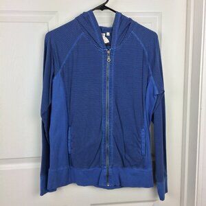 Aventura Blue Striped Organic Cotton Jersey Zipped Hoodie - Women's L - EUC!